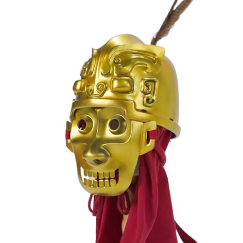 Ancient Shang Dynasty Bronze-Style Helmet Replica | Wearable Model for, Display & DIY | Historical Armour(Golden Helmet and mask) von MZICXV