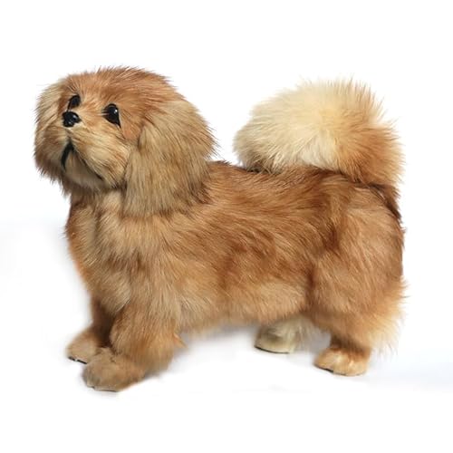 MZICXV 10,2" Realistische Pekingese Figur, Kunsthundstatue, leichtes Wohndekor(Tan) von MZICXV