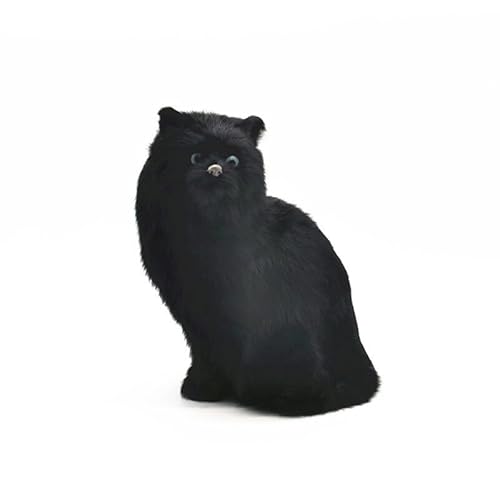MZICXV 10,4" realistische Schwarze Figur, Kunstplüsch, lebensechtes Stofftier (Felis Catus) von MZICXV