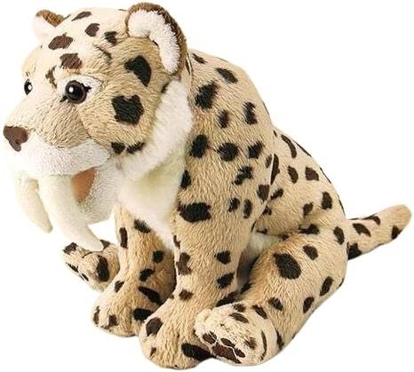 MZICXV 10" realistisches Säbelzahntiger-Plüschtier, prähistorisches Smilodon-Stofftier, weicher Plüsch (Machairodus) von MZICXV
