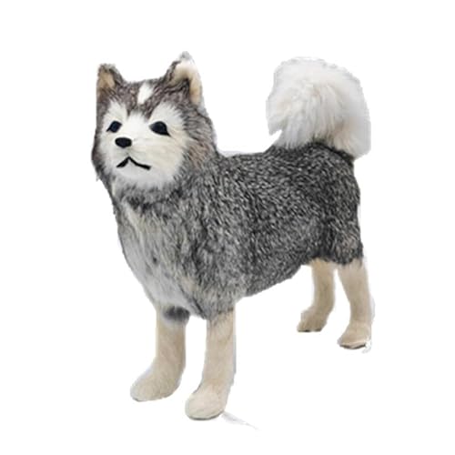 MZICXV 11,4" Realistische Husky-Figur, Kunsthund-Statue, handgefertigtes Wohndekor(Grey) von MZICXV