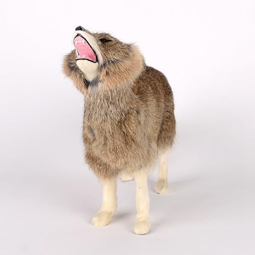 MZICXV 11,4" Realistische heulende Wolfsfigur, handgefertigtes graues Wolfsmodell, lebensechte Wildtierstatue(Brown) von MZICXV