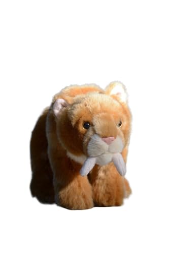 MZICXV 11,4" Säbelzahntiger-Plüschtier, realistisches prähistorisches Stofftier, weiches und kuscheliges Smilodon-Plüschtier (Machairodus) von MZICXV