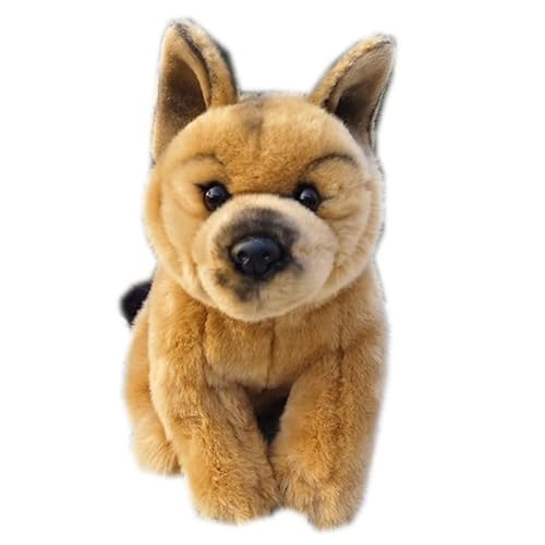 MZICXV 11,8" Deutscher Schäferhund-Plüschtier, realistisch ausgestopfter schwarzer Deutscher Schäferhund, weiches und kuscheliges Welpen-Plüschtier (Deutscher Schäferhund) von MZICXV
