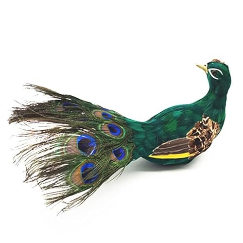 MZICXV 11,8" Realistische Pfauenfigur, Künstliches Federvogel-Ornament, Handgefertigtes Pfauendekor, Wohndekor von MZICXV