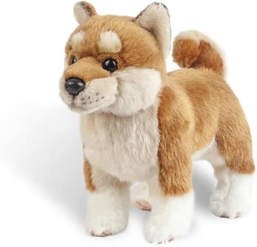 MZICXV 11" Realistisches Shiba Inu Plüschtier, weiches Japanisches Shiba-Hunde-Stofftier, Hundeplüsch mit lockigem Schwanz(Brown) von MZICXV