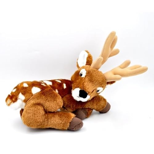 MZICXV 11" Realistisches Sikahirsch-Plüschtier, weiches geflecktes Hirsch-Stofftier, Wildtier-Plüsch (Cervus Nippon) von MZICXV