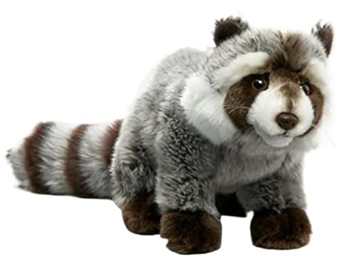 MZICXV 11" Realistisches Waschbär-Plüschtier, weiches Waschbär-Stofftier, Wildtier-Plüsch mit geringeltem Schwanz (Procyon lotor) von MZICXV