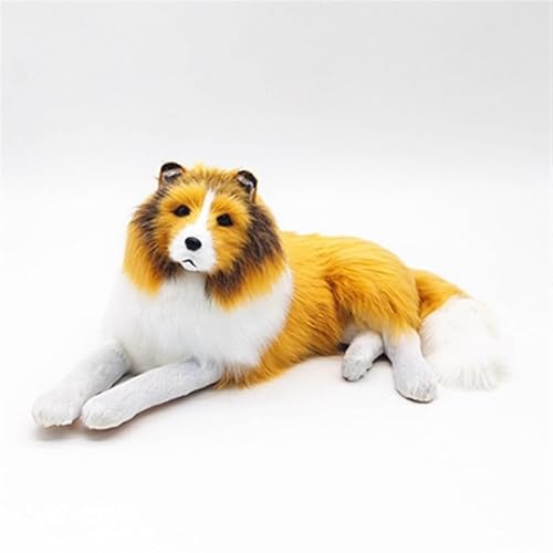 MZICXV 12,2" Realistische Collie Hundefigur, handgefertigtes Bauernhausdekor, Wohndekor(Yellow) von MZICXV