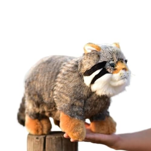 MZICXV 12" Realistisches Pallas-Plüschtier, beweglicher Stoffmanul, weiches und kuscheliges Plüschtier (Otocolobus Manul) von MZICXV