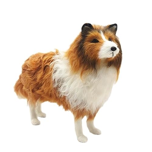MZICXV 13,8" Realistische Rough Collie Figur, Kunsthundstatue, handgefertigtes Wohndekor von MZICXV