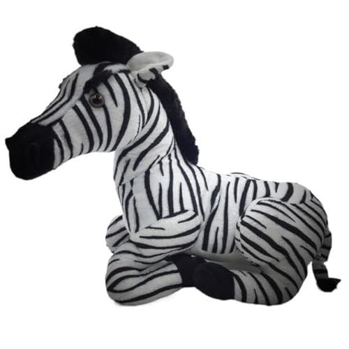 MZICXV 17,7" Realistisches Zebra-Plüschtier, sitzendes Zebra-Stofftier, weiches Wildtierplüschtier (Equus Quagga) von MZICXV