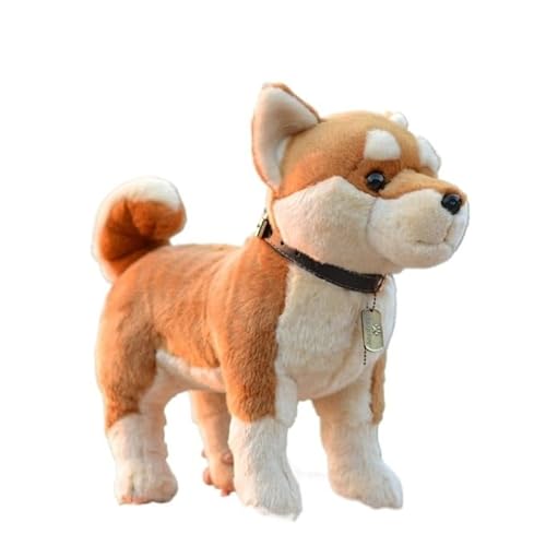 MZICXV 18,5" Realistisches schwarzes Shiba Inu/Akita Inu Plüschtier, bewegliches Stofftier, weiches und kuscheliges Plüschtier(B) von MZICXV