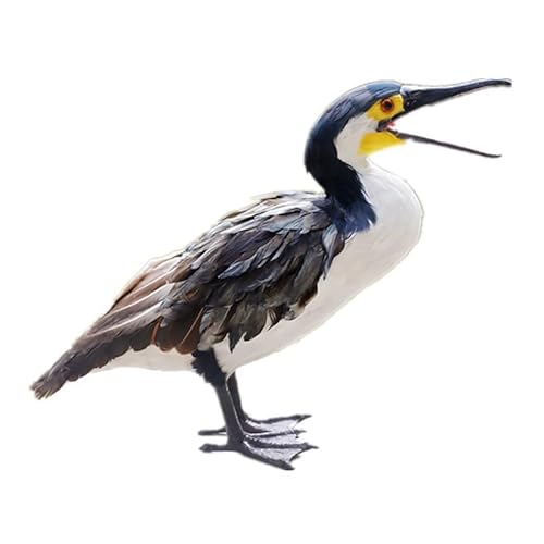 MZICXV 19,7" Realistische Kormoran-Vogelfigur, Wasservogelstatue aus Kunstfedern, Heimdekoration (Phalacrocorax Carbo) von MZICXV