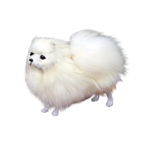 MZICXV 22 cm realistische Pommersche Hundefigur, Kunstfell/Leder & hohler Polyethylenkern, Wohndekoration, Geschenk(B) von MZICXV
