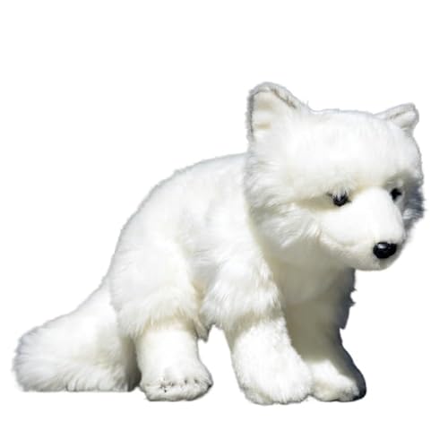MZICXV 23 cm großes, realistisches Plüschtier „Polarfuchs“ – weiches und kuscheliges Stofftier (Vulpes lagopus) von MZICXV