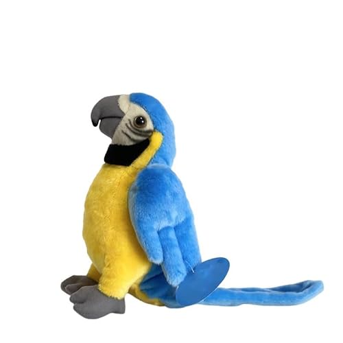 MZICXV 24 cm realistisches Plüschtier mit blauem Ara-Papagei, weiche Vogel-Kuscheltierpuppe, entzückendes Plüschgeschenk (Psittacidae) von MZICXV