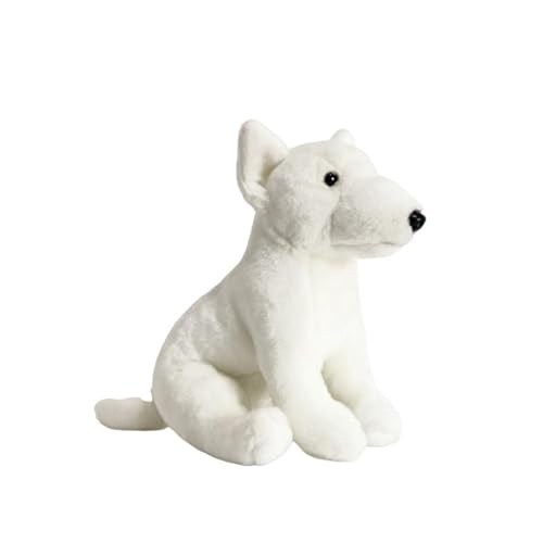 MZICXV 27 cm realistisches Bullterrier-Plüschtier, weiche weiße Hunde-Stofftierpuppe, entzückendes Plüschgeschenk von MZICXV