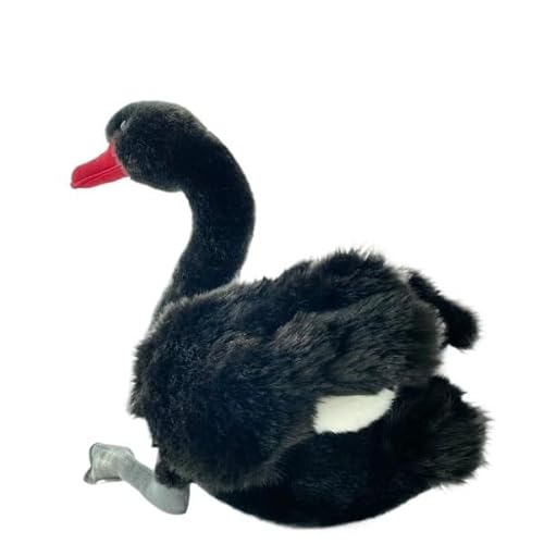 MZICXV 29 cm realistisches Schwanenplüschtier, weiche Vogel-Kuscheltierpuppe, entzückendes Plüschgeschenk (Cygnus)(Black) von MZICXV