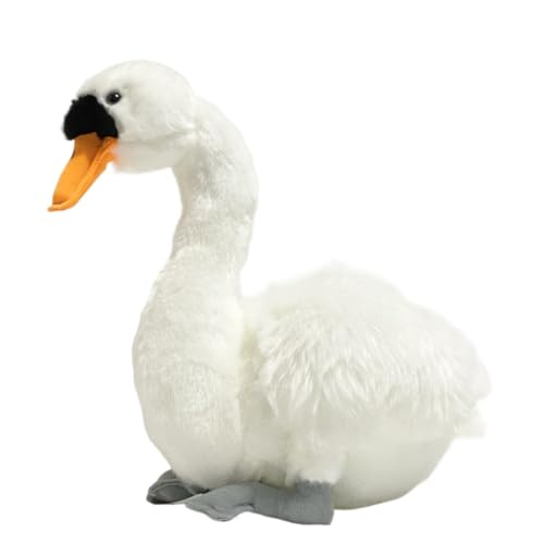 MZICXV 29 cm realistisches Schwanenplüschtier, weiche Vogel-Kuscheltierpuppe, entzückendes Plüschgeschenk (Cygnus)(White) von MZICXV