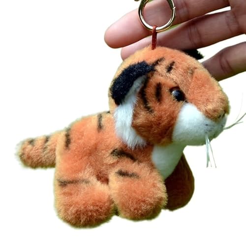 MZICXV 3,1" Tiger-Schlüsselanhänger aus Plüsch, süßer Mini-Tiger-Schlüsselanhänger, Tiger-Plüschtier-Set (Panthera Tigris SSP. altaica)(Yellow) von MZICXV