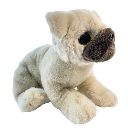 MZICXV 32cm Realistisches Mops-Plüschtier, Weiche Hund-Kuscheltierpuppe, Entzückendes Plüschgeschenk MZICXV 32cm Realistisches Mops-Plüschtier, Weiche Hund-Kuscheltierpuppe, Entzückendes Plüschgeschenk von MZICXV