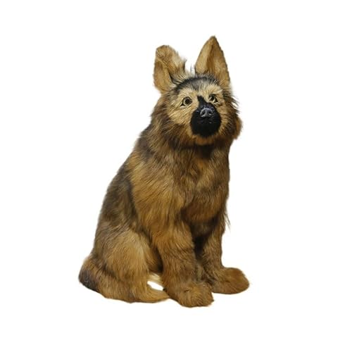 MZICXV 38 cm große, realistische Figur eines Deutschen Schäferhundes, handgefertigt aus Kunstfell/Leder und hohlem Polyethylenkern, Heimdekoration(B) von MZICXV