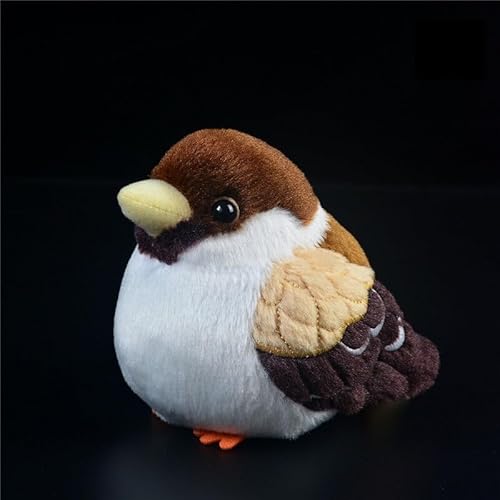 MZICXV 4,5" Realistisches Spatz-Plüschtier, süßes Kuschelvogel-Plüschtier, weicher Vogel-Tierplüsch (Passer montanus)(Sparrow (Male)) von MZICXV