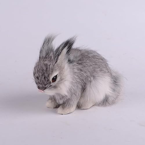 MZICXV 5,1" Realistische Kaninchenfigur, süßes Häschen-Stofftier, lebensechtes Kaninchenmodell(Grey) von MZICXV