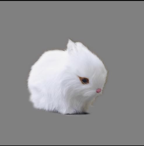 MZICXV 5,1" Realistische Kaninchenfigur, süßes Häschen-Stofftier, lebensechtes Kaninchenmodell(White) von MZICXV