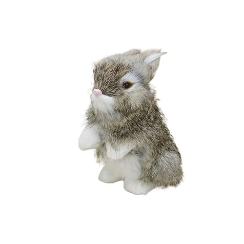 MZICXV 5,5" Realistische sitzende Kaninchenfigur, Flauschiges Plüschhäschen, lebensechtes Kaninchenmodell(Brown) von MZICXV