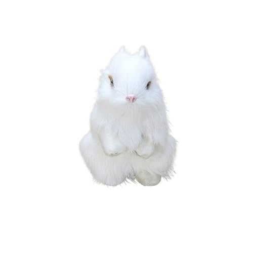 MZICXV 5,5" Realistische sitzende Kaninchenfigur, Flauschiges Plüschhäschen, lebensechtes Kaninchenmodell(White) von MZICXV