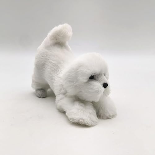 MZICXV 5,9" Realistische Bichon Frise Figur, Kunstwelpe Plüsch, lebensechtes Hunde-Stofftier(Lie down) von MZICXV