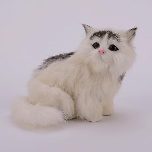MZICXV 5,9" realistische Haarfigur, sitzendes Plüschtier, lebensechtes Kätzchenmodell(White) von MZICXV
