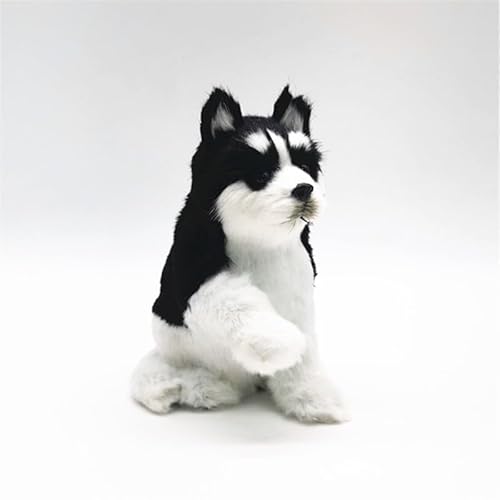 MZICXV 6,3" Realistische Husky-Figur, Plüsch-Welpenimitat, lebensechtes Stofftier(Black) von MZICXV