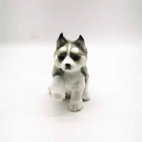 MZICXV 6,3" Realistische Husky-Figur, Plüsch-Welpenimitat, lebensechtes Stofftier(Grey) von MZICXV