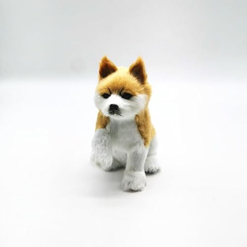 MZICXV 6,3" Realistische Husky-Figur, Plüsch-Welpenimitat, lebensechtes Stofftier(Yellow) von MZICXV