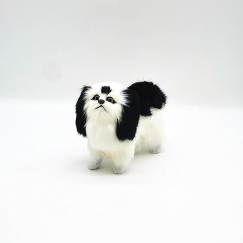 MZICXV 6,3" Realistische Pekingese Hundefigur, Kunsttierstatue, handgefertigtes Wohndekor(Black) von MZICXV