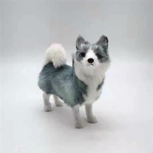 MZICXV 6,3" handgefertigte realistische Husky-Figur, lebensechtes Husky-Welpen-Modell, Heimdekoration(Grey) von MZICXV