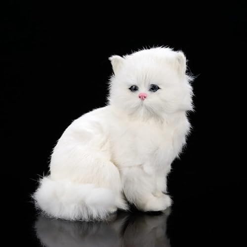 MZICXV 7,1" Realistische weiße Figur, Flauschiges Plüschtier, lebensechtes Kätzchenmodell, Geschenk for Liebhaber(White) von MZICXV