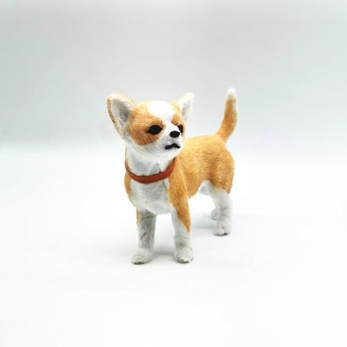MZICXV 7,9" Realistische Chihuahua Figur, Faux Miniatur Hund Plüsch, Lebensechtes Hund Stofftier von MZICXV