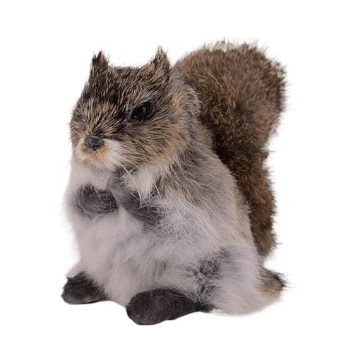 MZICXV 7,9" Realistisches Eichhörnchen-Plüschtier, Sitzendes Eichhörnchen-Stofftier, Lebensechte Eichhörnchen-Figur von MZICXV