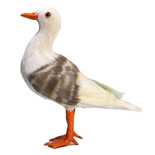 MZICXV 8,5" Realistische Möwenfigur, handgefertigte Vogelstatue aus Kunstfedern, Küsten-Wohndekor von MZICXV