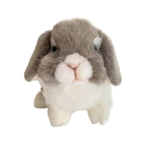 MZICXV 8,7" realistisches Lop-Kaninchen-Plüschtier, weiches Stofftier mit Hängeohren und beschwertem Hintern (Holland Lop) von MZICXV