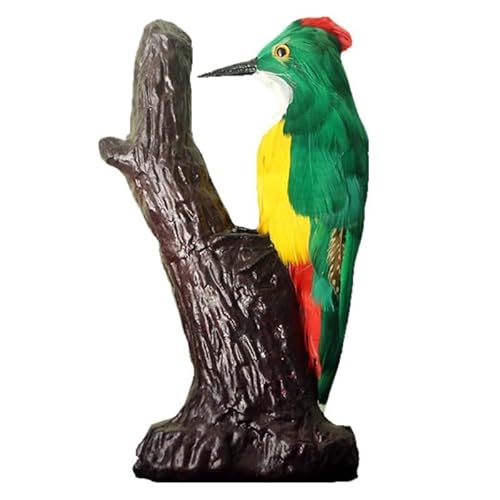 MZICXV 9,4" Realistische Spechtfigur, handgefertigte Vogelstatue aus Kunstfedern auf AST, pädagogisches Modell(Green) von MZICXV