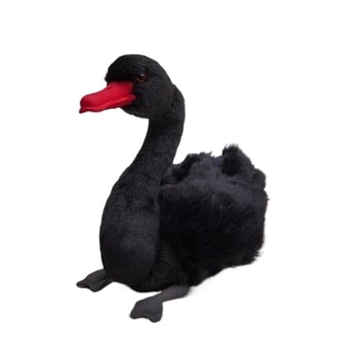 MZICXV 9,8" Realistisches Höckerschwan-Plüschtier, weiches weißes Schwan-Stofftier, Vogelplüsch(Black) von MZICXV