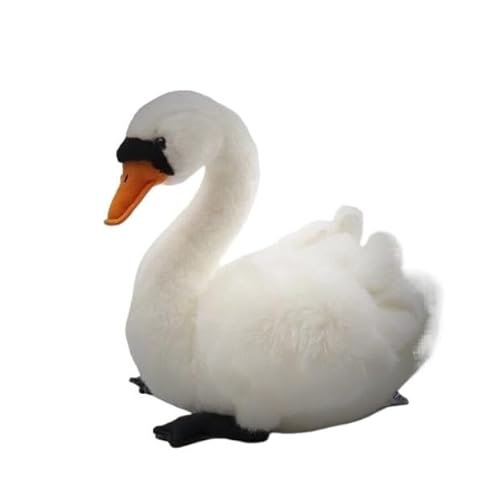 MZICXV 9,8" Realistisches Höckerschwan-Plüschtier, weiches weißes Schwan-Stofftier, Vogelplüsch(White) von MZICXV