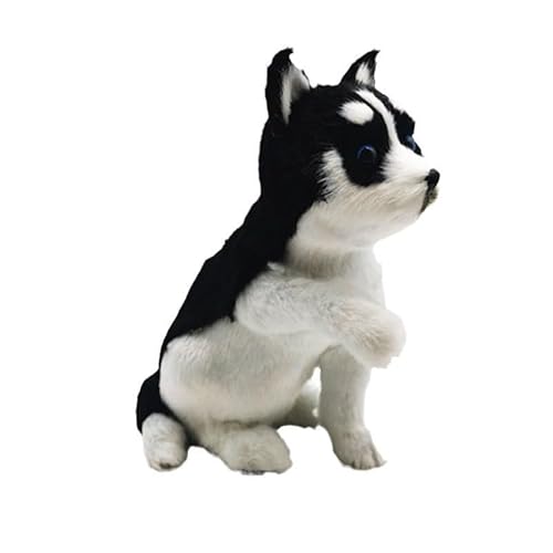 MZICXV 9" Realistische Husky-Figur, Kunsthund-Statue mit Anderen Augen, leichtes Wohndekor von MZICXV