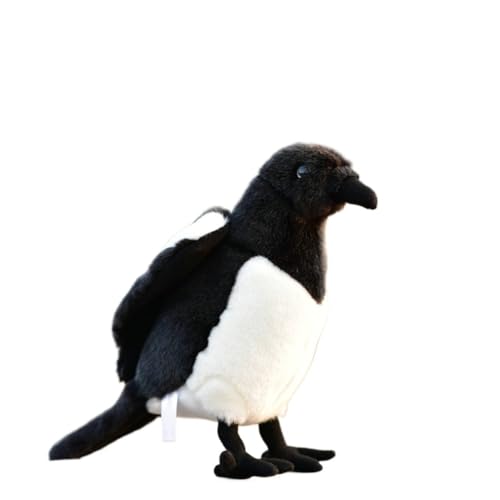 MZICXV 9" Realistisches Elster-Plüschtier, biegsame Füße, Kuschelvogel, schwarz-weißes Vogelplüschtier (Pica pica) von MZICXV