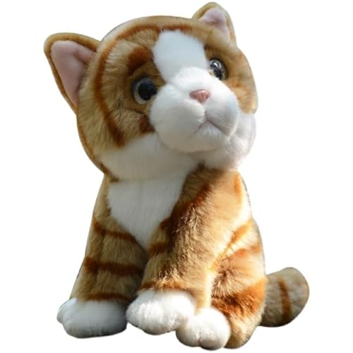 MZICXV 9" Realistisches Tabby British Shorthair Kätzchen Plüschtier, Süßes Kuscheltier, Weiches Tierplüsch(Yellow) von MZICXV